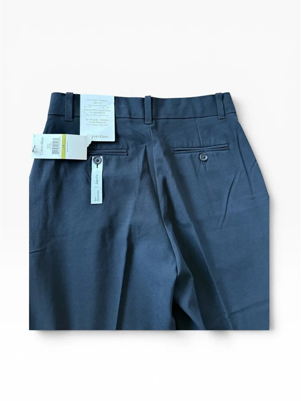 NWT Calvin Klein Boys Size 14 Navy Blue Flat Front Slim Fit Dress Pants Suit Sep